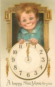 A Happy New Year To You Insert Of Boy S Face Above Clock Image Vintage Happy New Year New Year Postcard Happy New Year Cards