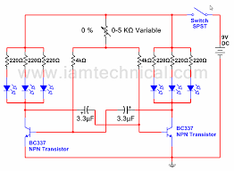 Astable Multivibrator Using Npn Transistor With Variable Resistance 0 To 100 Transistors Variables Resistance