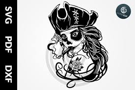 I have been obsessed with sugar skulls lately, all the bright colors and detail you can really get lost in the design! Svg Pdf Dxf Pirate Sugar Skull Papercutting Template 772136 Paper Cutting Design Bundles