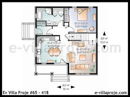 90 metrekare iki kat ev planı. Ev Villa Proje 65 418 Amerikan Villa Projeleri