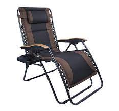 Luckyberry Deluxe Oversized Padded Zero Gravity Chair Xl Black Brown Cup Holder Lounge Patio Chairs Outd Zero Gravity Chair Zero Gravity Recliner Gravity Chair