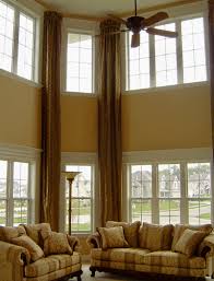 Long Drapes Accent The High Ceiling Window Coverings Long Drapes Family Room