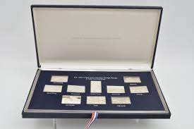 Franklin Mint Sterling Silver 1980 Us Olympic Postage Stamps Precious Metals Vintage Collection Postage Stamps