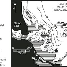 bathymetric map of saco river mouth 1867 modifi ed from