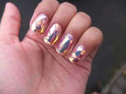 Shattered Glass Nails Korean Nail Art Trend Korean Nail Art Nail Art Designs Shattered Glass Nails