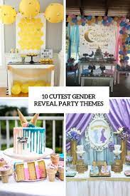 Purple and yellow gender reveal decorations. 10 Cutest Gender Reveal Party Themes Shelterness