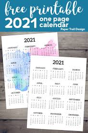 Calendar 2021 Printable One Page Paper Trail Design In 2020 Paper Trail Free Printables Planner Printables Free