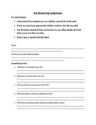 Job Shadowing Assignment Job Shadowing Career Planning Job