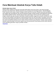 Abstrak merupakan uraian ringkas tentang isi dari karya tulis ataupun tulisan yang biasanya ada pada bagian awal paragraf. Cara Membuat Abstrak Karya Tulis Ilmiah