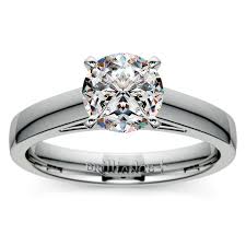 Cathedral round diamond engagement ring. Flat Cathedral Solitaire Engagement Ring In White Gold 3mm
