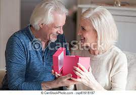 Living long is an accomplishment, and this is a way to celebrate it while also having fun with some of the things that come along with old age. Excited Senior Woman Opening Gift Box Receiving Present From Hus Excited Senior Wife Opening Pink Gift Box Receiving Present Canstock