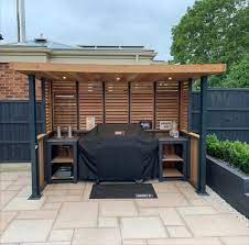 Should an outdoor kitchen be covered? Bbq Shelter Outdoor Bbq Area Outdoor Bbq Kitchen Bbq Shelter Ideas