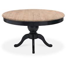 Pieds avec embouts en acier inoxydable ou laiton en option. Table Ronde Extensible En Bois Massif Sidonie Noir