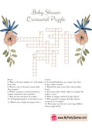 Eight great puzzles test your knowledge of the most important legal document ever created! Free Printable Baby Shower Crossword Puzzle