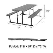 Portable folding picnic table with bench seats for four by oniva, a picnic time brand. 6 Ft Folding Picnic Table Cosco
