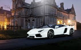 White Lamborghini Aventador Lp 700 4 Stands Next To The Castle