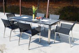304 steel is high grade marine stainless steel that will remain rust free for the life of use in any weather condition. Stainless Steel Terrano Black Dining Set Teak Modern Furniture Indonesia