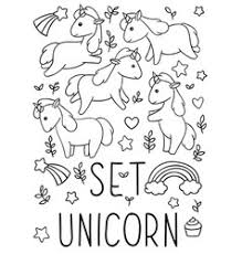 Kawaii printable unicorn coloring pages. Kawaii Unicorns Coloring Pages Vector Images Over 140
