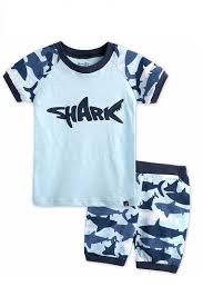 Shark Boy Pajama Set Boys Pajamas Boys Sleepwear Boy Outfits