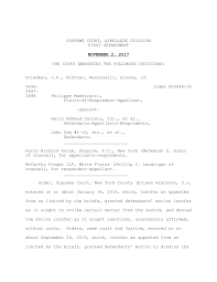 SUPREME COURT, APPELLATE DIVISION FIRST DEPARTMENT NOVEMBER 2, 2017 THE  COURT ANNOUNCES THE FOLLOWING DECISIONS: Friedman, J.P.,