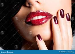 7,739 Red Lipstick Nails Woman Stock Photos