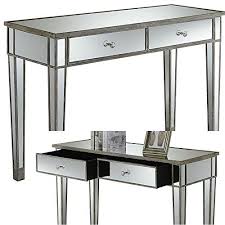 Mirrored Console Table With Drawers White Wood And Glass Modern Narrow Sofa Table With 2 Drawers Mirrored Console Table Console Table Hallway Narrow Sofa Table