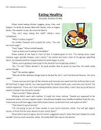2nd Grade Health Worksheets Reading Prehension Worksheet Eating Healthy In 2020 Reading Comprehension Reading Comprehension Worksheets 2nd Grade Reading Comprehension