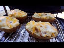 How To Grill Twice Baked Potatoes On A Weber Q Youtube Twice Baked Potatoes Weber Recipes Camping Food