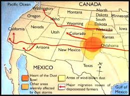 This Is A Map That Shows The Heart Of The Dust Bowl Areas That Were Affected By The Dust Bowl And Also The Migration Of The Dispossessed F Dust Bowl Dust