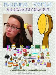 Routine Verbs For Esl Efl Learners Cutouts Elementary Special Education Activities Special Education Elementary Esl Elementary