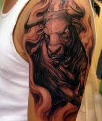 Aggressive Bull Tattoo On Leg Photo 4 Taurus Tattoos Bull Tattoos Bull Tattoo