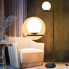 Great savings & free delivery / collection on many items. Dllt Modern Led Floor Lamp Tall Pole Floor Lamp With Globe Frosted Glass Lamp Shade Black Standing Accent Floor Light Walmart Canada
