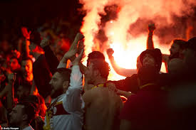 Unique galatasaray stickers designed and sold by artists. Galatasaray Fans Throw Flares Onto The Pitch During Arsenal Clash As Champions League Clash Is Disrupted Daily Mail Online