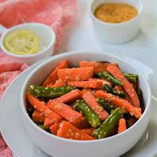 Instant Carrot And Green Chili Pickle Recipe On Food52 Recipe Indian Food Recipes Vegetarian Indian Pickle Recipe Pickling Recipes