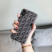 22 03 Goyard Leather Pattern Hard Back Cover For Iphone 11 Black Iphone Case Design Goyard Phone Case Iphone Leather Case