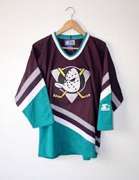 Download Vintage 90s Anaheim Mighty Ducks Starter Hockey Jersey Size Youth L Xl Womens Disney Era Jersey Outfit Long Sleeve Tshirt Men Hockey Jersey