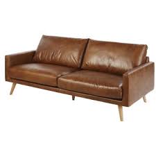 Canape 3 Places En Cuir Marron Cognac Maisons Du Monde Ledersofa Sofa Leder