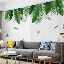 This palm leaves wall decal features a natural silhouette of breezy palm leaves. Kaboer Nordic Green Leaves Wall Decal Quotes Tropical Plant Wall Art Sticker Novelty Decorative Waterproof Vinyl Mural For Kitchen Cabinet Living Room Bedroom Office Color 1 Walmart Com Walmart Com