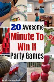20 Easy Minute To Win It Games For Kids Groups Happy Mom Hacks Birthday Party Games For Kids Fun Games For Kids Kids Party Games