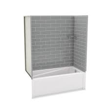 Lotus easy clean glass protection. Maax Utile Metro Ash Grey 60 X 32 X 81 Inch Tub Shower Combo With New Town Bath Right Drai The Home Depot Canada