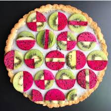 Black Sesame Pannacotta Tart With Kiwi And Dragonfruit Desserts Baking No Bake Pies