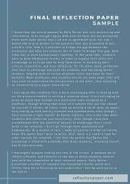 Maybe you would like to learn more about one of these? Final Reflection Paper Sample By Reflection Paper On Deviantart