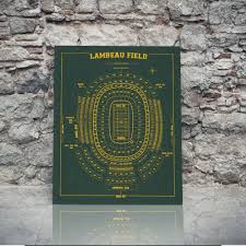 Greenbay Packers Lambeau Field Sign Print Seating Chart On