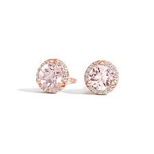 Herkimer diamond studs, crystal quartz earrings in 14k gold filled, 14k rose gold filled, sterling silver, original design seen on the small things blog 4.6 out of 5 stars 3 $35.00 $ 35. Morganite Halo Diamond Earrings In 14k Rose Gold