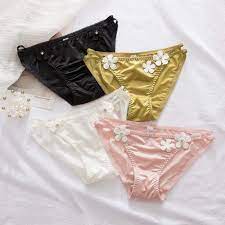 Girls Rhinestone Flower Japanese Briefs Satin Underwear Women's Panties |  eBay