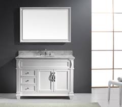 Bathroom vanities are a combination of both the sink and the surrounding storage and are sold in an endless array of sizes, finishes and styles. Virtu Usa Victoria Single 48 Inch Transitional Bathroom Vanity With Mirror White