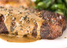 In a small bowl, combine the mustard, worcestershire sauce, garlic, honey, soy sauce, thyme, and a few grinds of pepper; Steak With Creamy Peppercorn Sauce Recipetin Eats