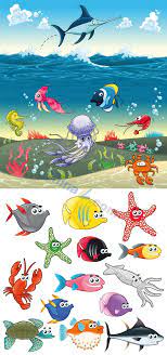 Download Cartoon Vector Material Of Marine Life Under The Sea Crafts Cartoon Sea Animals Cartoons Vector
