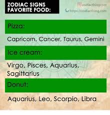 To the core, you are one of the most emotional and sensitive signs of the zodiac but you often hide your emotions which means that this side of you zodiac signs favourite food. Zodiac Signs Favorite Food Zodiacthingcom Httpszodiacthingcom Pizza Capricorn Cancer Taurus Gemini Ice Cream Virgo Pisces Aquarius Sagittarius Donut Aquarius Leo Scorpio Libra Food Meme On Awwmemes Com
