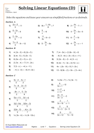 Maths Worksheets Ks3 Ks4 Printable Pdf Worksheets Algebra Worksheets Solving Linear Equations Pre Algebra Worksheets